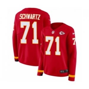 Women's Nike Kansas City Chiefs #71 Mitchell Schwartz Limited Red Therma Long Sleeve NFL Jersey