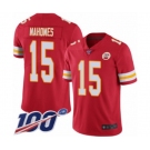 Youth Kansas City Chiefs #15 Patrick Mahomes II Red Team Color Vapor Untouchable Limited Player 100th Season Football Jersey