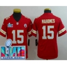 Youth Kansas City Chiefs #15 Patrick Mahomes Limited Red Super Bowl LVII Vapor Jersey