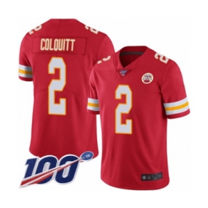 Youth Kansas City Chiefs #2 Dustin Colquitt Red Team Color Vapor Untouchable Limited Player 100th Season Football Jersey