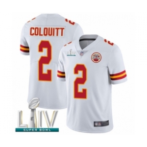 Youth Kansas City Chiefs #2 Dustin Colquitt White Vapor Untouchable Limited Player Super Bowl LIV Bound Football Jersey