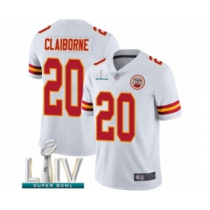 Youth Kansas City Chiefs #20 Morris Claiborne White Vapor Untouchable Limited Player Super Bowl LIV Bound Football Jersey
