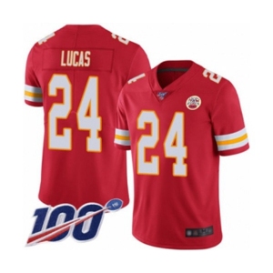 Youth Kansas City Chiefs #24 Jordan Lucas Red Team Color Vapor Untouchable Limited Player 100th Season Football Jersey
