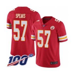 Youth Kansas City Chiefs #57 Breeland Speaks Red Team Color Vapor Untouchable Limited Player 100th Season Football Jersey