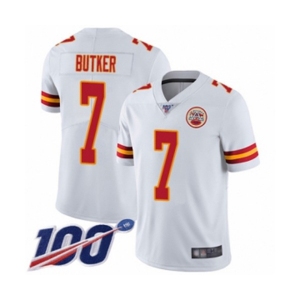 Youth Kansas City Chiefs #7 Harrison Butker White Vapor Untouchable Limited Player 100th Season Football Jersey