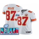 Youth Kansas City Chiefs #87 Travis Kelce Limited White Super Bowl LVII Vapor Jersey