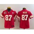 Youth Kansas City Chiefs #87 Travis Kelce Red 2025 Super Bowl LIX Patch F.U.S.E. Vapor Untouchable Limited Stitched Football Jersey