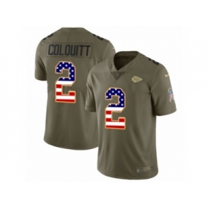 Youth Nike Kansas City Chiefs #2 Dustin Colquitt Limited Olive USA Flag 2017 Salute to Service NFL Jersey