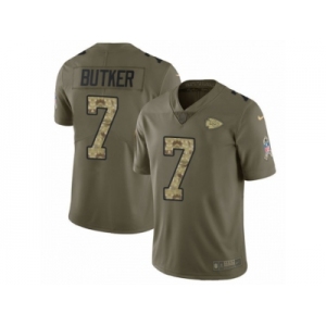 Youth Nike Kansas City Chiefs #7 Harrison Butker Limited Olive Camo 2017 Salute to Service NFL Jersey