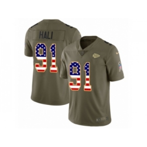Youth Nike Kansas City Chiefs #91 Tamba Hali Limited Olive USA Flag 2017 Salute to Service NFL Jersey