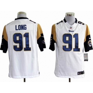 nike nfl jerseys st. louis rams #91 long white[game]