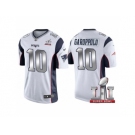 Men New England Patriots #10 Jimmy Garoppolo White 2017 Super Bowl LI Patch Steel Silver Limited Jersey