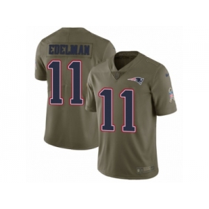 Men Nike New England Patriots #11 Julian Edelman Limited Olive 2017 Salute to Service NFL Jersey