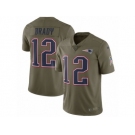 Men Nike New England Patriots #12 Tom Brady Limited Olive 2017 Salute to Service NFL Jersey