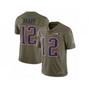 Men Nike New England Patriots #12 Tom Brady Limited Olive 2017 Salute to Service NFL Jersey