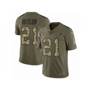 Men Nike New England Patriots #21 Malcolm Butler Limited Olive Camo 2017 Salute to Service NFL Jersey