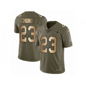 Men Nike New England Patriots #23 Patrick Chung Limited Olive Gold 2017 Salute to Service NFL Jersey