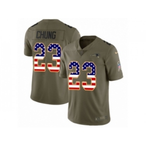 Men Nike New England Patriots #23 Patrick Chung Limited Olive USA Flag 2017 Salute to Service NFL Jersey