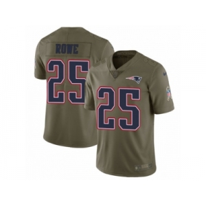 Men Nike New England Patriots #25 Eric Rowe Limited Olive 2017 Salute to Service NFL Jersey