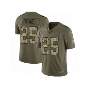 Men Nike New England Patriots #25 Eric Rowe Limited Olive Camo 2017 Salute to Service NFL Jersey