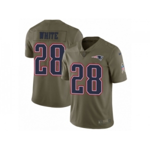 Men Nike New England Patriots #28 James White Limited Olive 2017 Salute to Service NFL Jersey