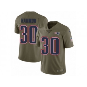 Men Nike New England Patriots #30 Duron Harmon Limited Olive 2017 Salute to Service NFL Jersey