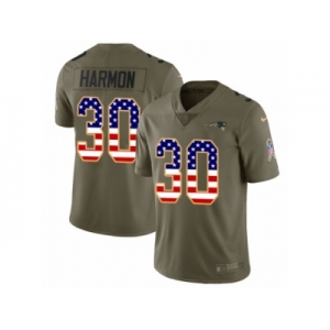 Men Nike New England Patriots #30 Duron Harmon Limited Olive USA Flag 2017 Salute to Service NFL Jersey