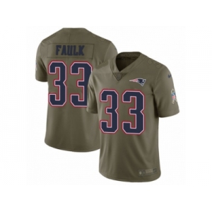 Men Nike New England Patriots #33 Kevin Faulk Limited Olive 2017 Salute to Service NFL Jersey