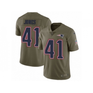 Men Nike New England Patriots #41 Cyrus Jones Limited Olive 2017 Salute to Service NFL Jersey