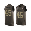 Men Nike New England Patriots #45 David Harris Limited Green Salute to Service Tank Top NFL Jersey