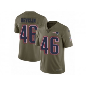 Men Nike New England Patriots #46 James Develin Limited Olive 2017 Salute to Service NFL Jersey