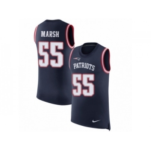 Men Nike New England Patriots #55 Cassius Marsh Navy Blue Rush Player Name & Number Tank Top NFL Jersey