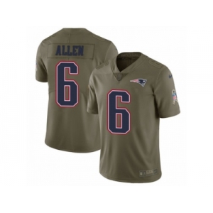 Men Nike New England Patriots #6 Ryan Allen Limited Olive 2017 Salute to Service NFL Jersey