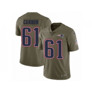 Men Nike New England Patriots #61 Marcus Cannon Limited Olive 2017 Salute to Service NFL Jersey