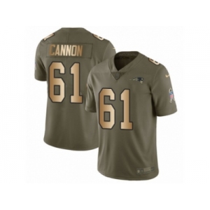 Men Nike New England Patriots #61 Marcus Cannon Limited Olive Gold 2017 Salute to Service NFL Jersey