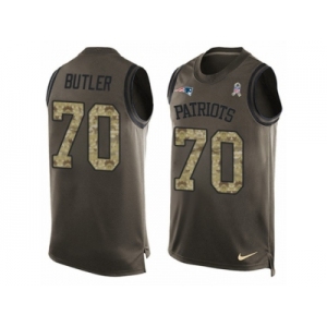 Men Nike New England Patriots #70 Adam Butler Limited Green Salute to Service Tank Top NFL Jersey