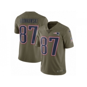 Men Nike New England Patriots #87 Rob Gronkowski Limited Olive 2017 Salute to Service NFL Jerse