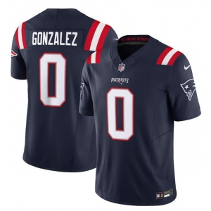 Men's New England Patriots #0 Christian Gonzalez Navy 2025 F.U.S.E. Vapor Limited Football Stitched Jersey