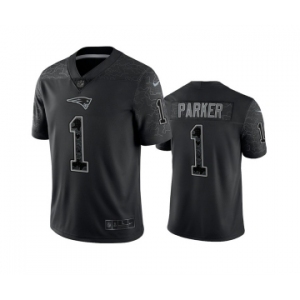 Men's New England Patriots #1 DeVante Parker Black Reflective Limited Stitched Football Jersey