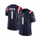 Men's New England Patriots #1 DeVante Parker Navy 2023 F.U.S.E. Vapor Limited Football Stitched Jersey