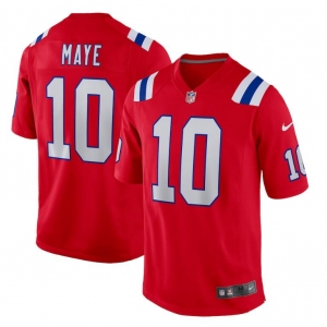 Mens New England Patriots #10 Drake Maye Nike Red Alternate Vapor Limited Jersey