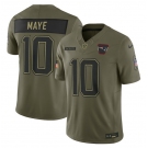 Men's New England Patriots #10 Drake Maye Olive 2025 Salute to Service Limited Football Stitched Jersey