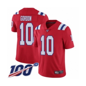 Men's New England Patriots #10 Josh Gordon Red Alternate Vapor Untouchable Limited Player 100th Season Football Jersey