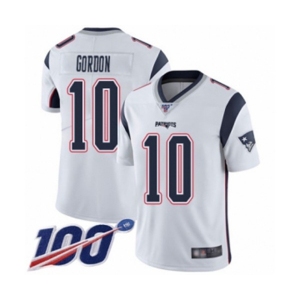 Men's New England Patriots #10 Josh Gordon White Vapor Untouchable Limited Player 100th Season Football Jersey