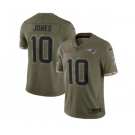 Men's New England Patriots #10 Mac Jones 2022 Olive Salute To Service Limited Stitched Jersey