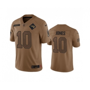Men's New England Patriots #10 Mac Jones 2023 Brown Salute To Service Limited Football Stitched Jersey