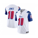 Men's New England Patriots #10 Mac Jones White Blue 2023 F.U.S.E. Vapor Limited Football Stitched Jersey