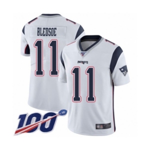 Men's New England Patriots #11 Drew Bledsoe White Vapor Untouchable Limited Player 100th Season Football Jersey