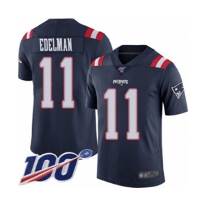 Men's New England Patriots #11 Julian Edelman Limited Navy Blue Rush Vapor Untouchable 100th Season Football Jersey