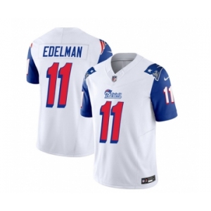 Men's New England Patriots #11 Julian Edelman White Blue 2023 F.U.S.E. Vapor Limited Football Stitched Jersey